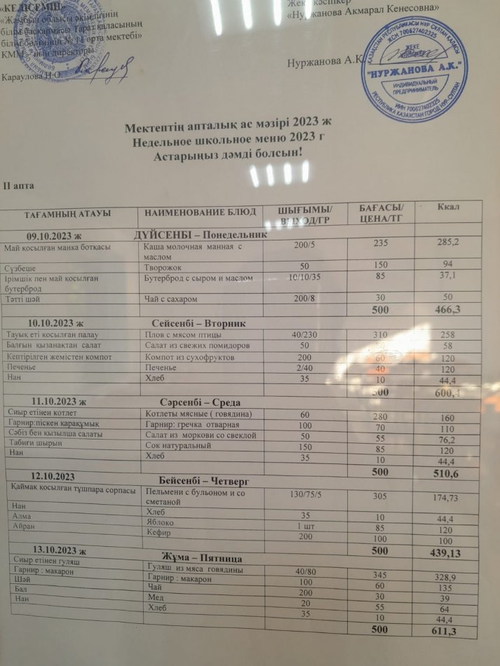 Меню