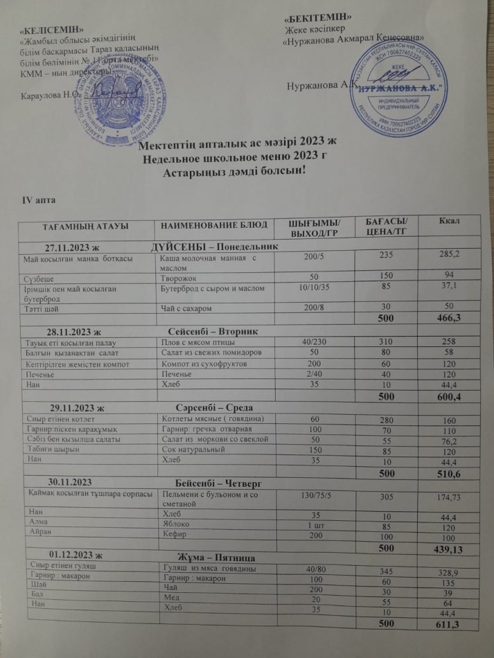 Меню