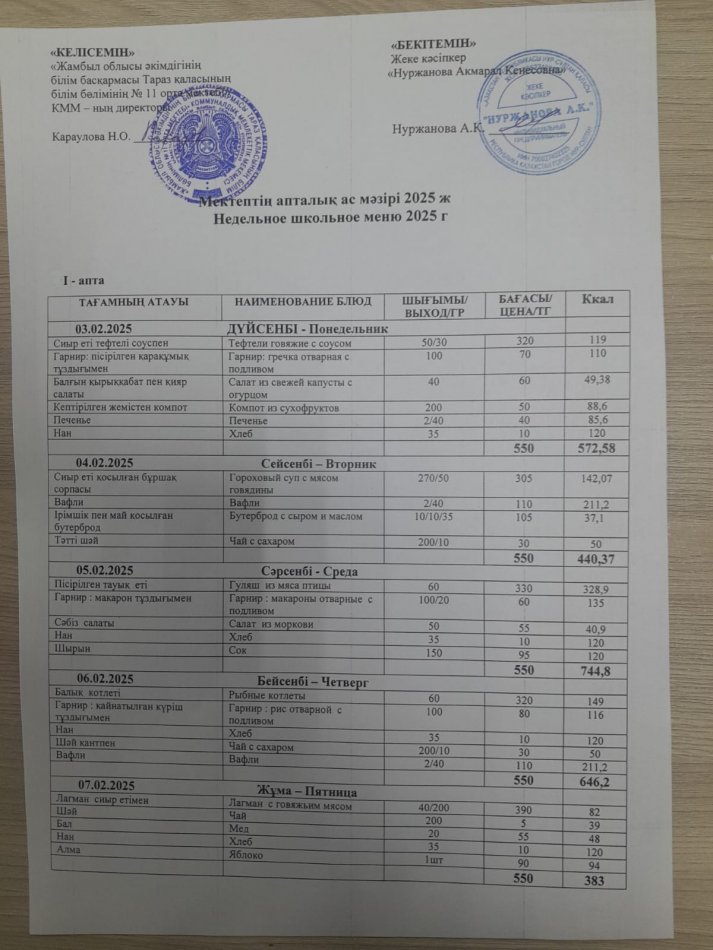 Меню